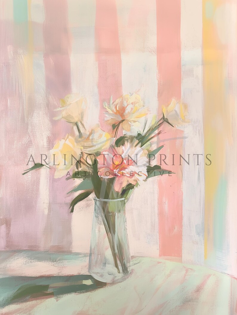 Pink Preppy Flowers Wall Art, Trendy Pastels, Floral Pink Prints