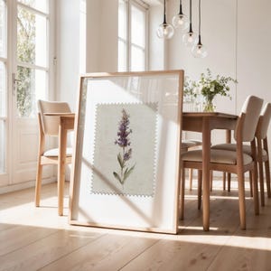 Druckbare Lavendel Stempel Kunst, Vintage botanische Blumen Wand Dekor, Cottagecore Kraut Druck, Küche Dekor digitaler Download Poster CS-19