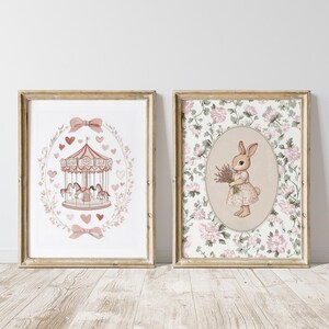 Blush Pink Nursery Gallery Wall Set, Vintage Girls Room Decor, Floral ...