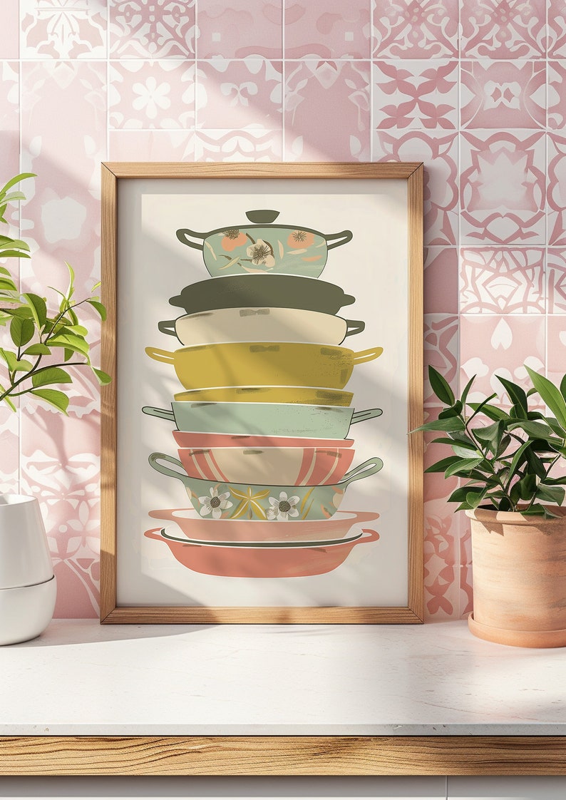 Retro Kitchen Art Print, Mid-century Modern, Instant Download, Vintage ...