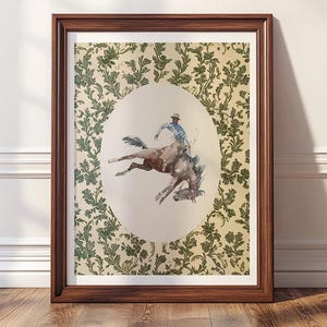 Cowboy Art Print, Vintage Cottagecore Wall Decor, Nancy Meyers Aesthetic, Country Farmhouse Decor, Trendy Wall Art Digital Download | A04
