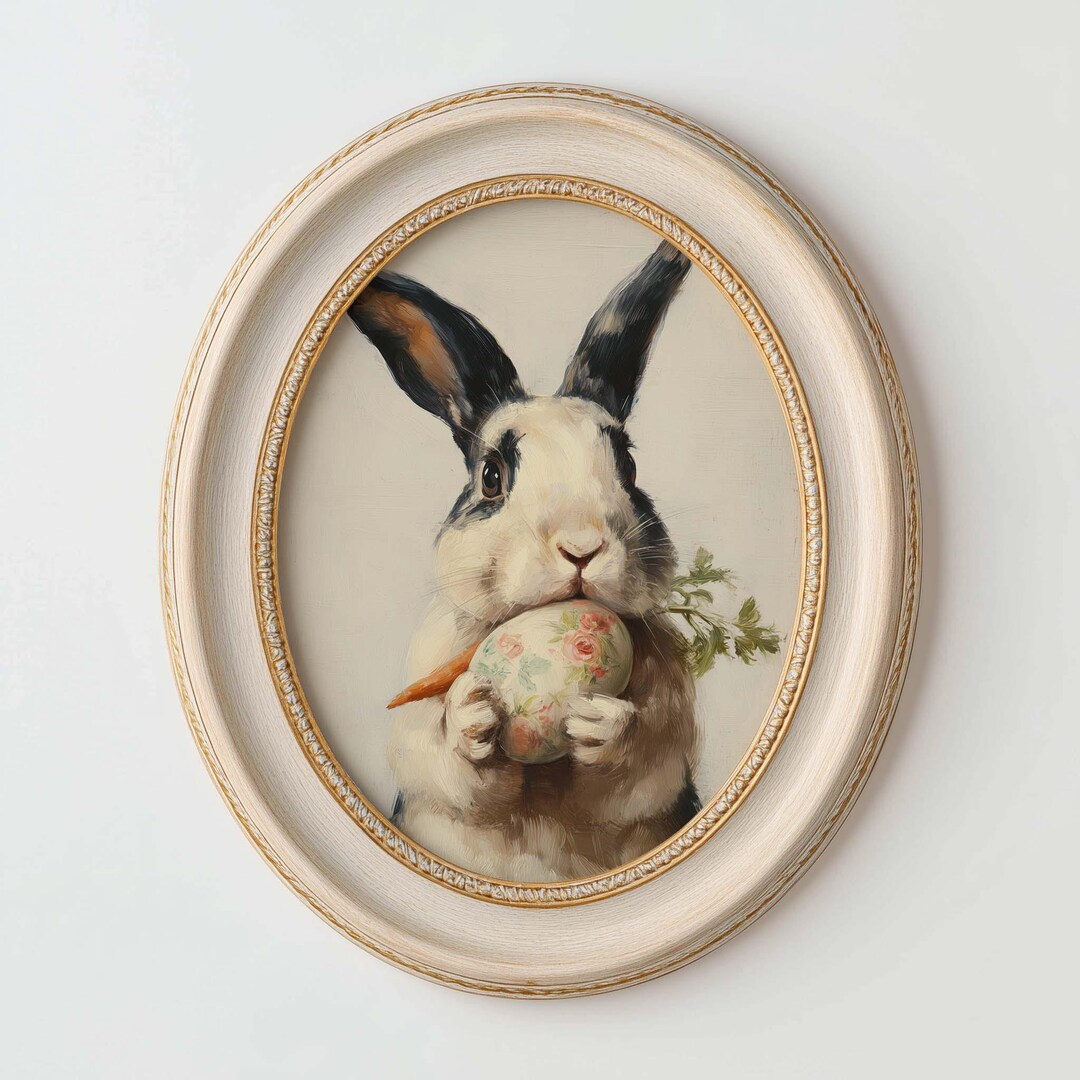 Vintage Style Printable Easter Bunny Wall Art, Cottagecore Rabbit Print ...