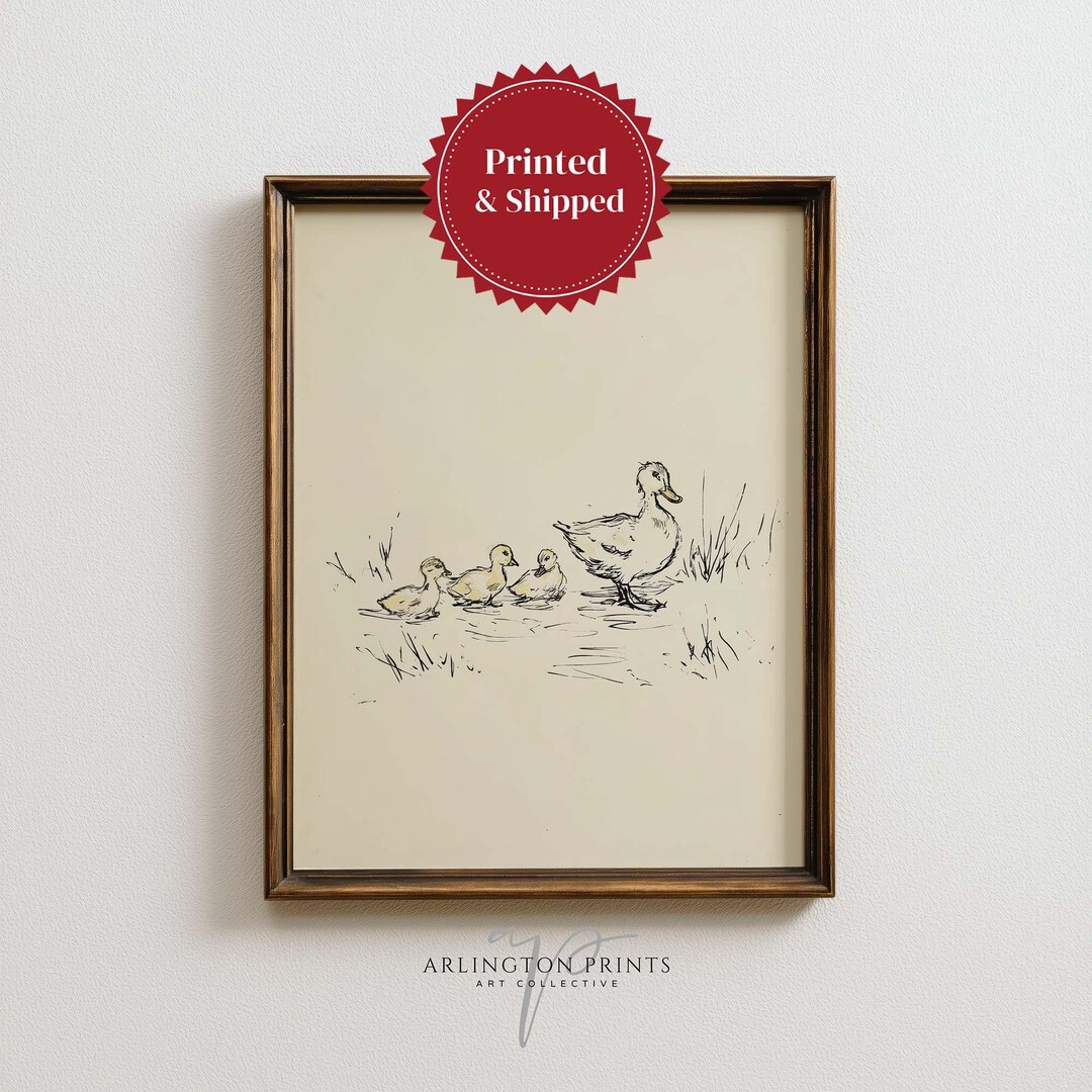 Vintage Duckling Print UNFRAMED, Baby Duck Nursery Wall Art, Farm ...