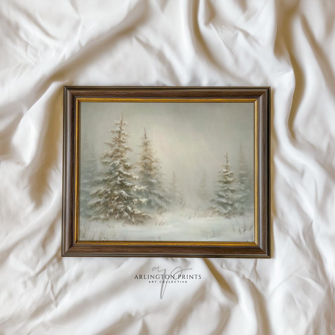 Winter Forest Landscape Printable, Snowy Pine Tree Wall Art, Neutral ...