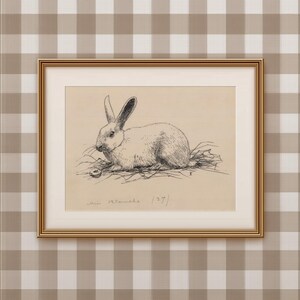 Vintage Bunny Etching Print, Classic Rabbit Sketch Art, Rustic ...