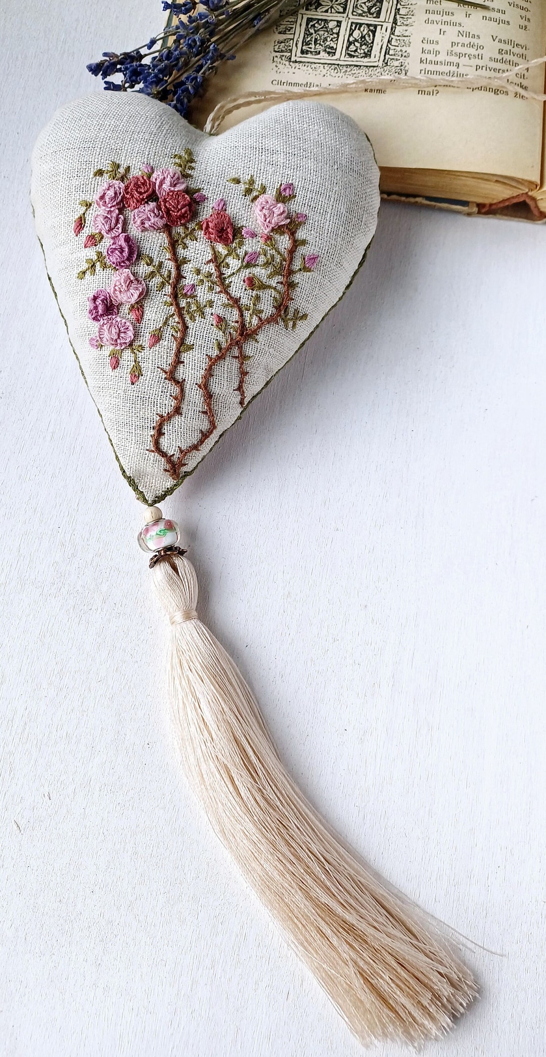 Coeur Pochette Lavande Couture Sac Lavande Brodé à La Main