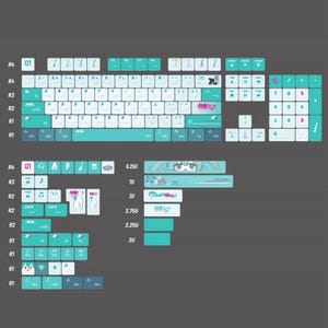 Hatsune Miku Keycaps Set: PBT Dye Sub KCA Profile, 140 Keys