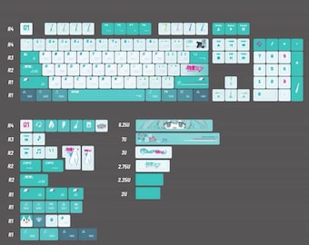 Hatsune Miku Keycaps Set: PBT Dye Sub KCA Profile, 140 Keys