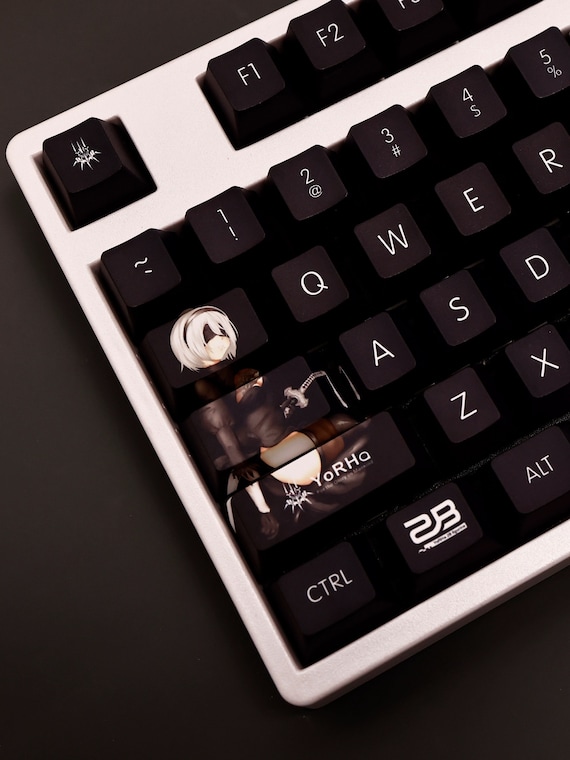Nier Automata 2B Keycaps: PBT Dye Sublimation, Cherry Profile