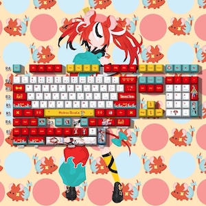 Hololive Hakos Baelz PBT 132 toetsen Cherry Profile Keycaps Set, leuke keycaps, custom keycaps
