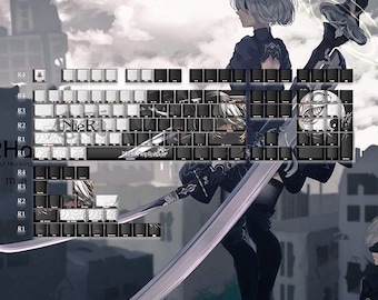 Teclas Nier Automata: PBT con sublimación de tinta, perfil Cherry, 131 teclas