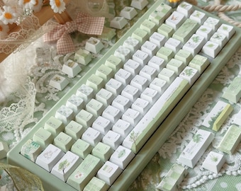 Green Forest Keycaps: Hololive PBT Dye Sub Cherry Profile - 130 Keys