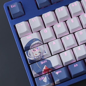 Gawr Gura PBT 108 toetsen Cherry Profile Keycaps Set, Leuke Keycaps, Custom Keycaps