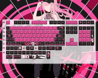 Teclas Hololive Mori Calliope: Perfil PBT Cherry, 132 teclas