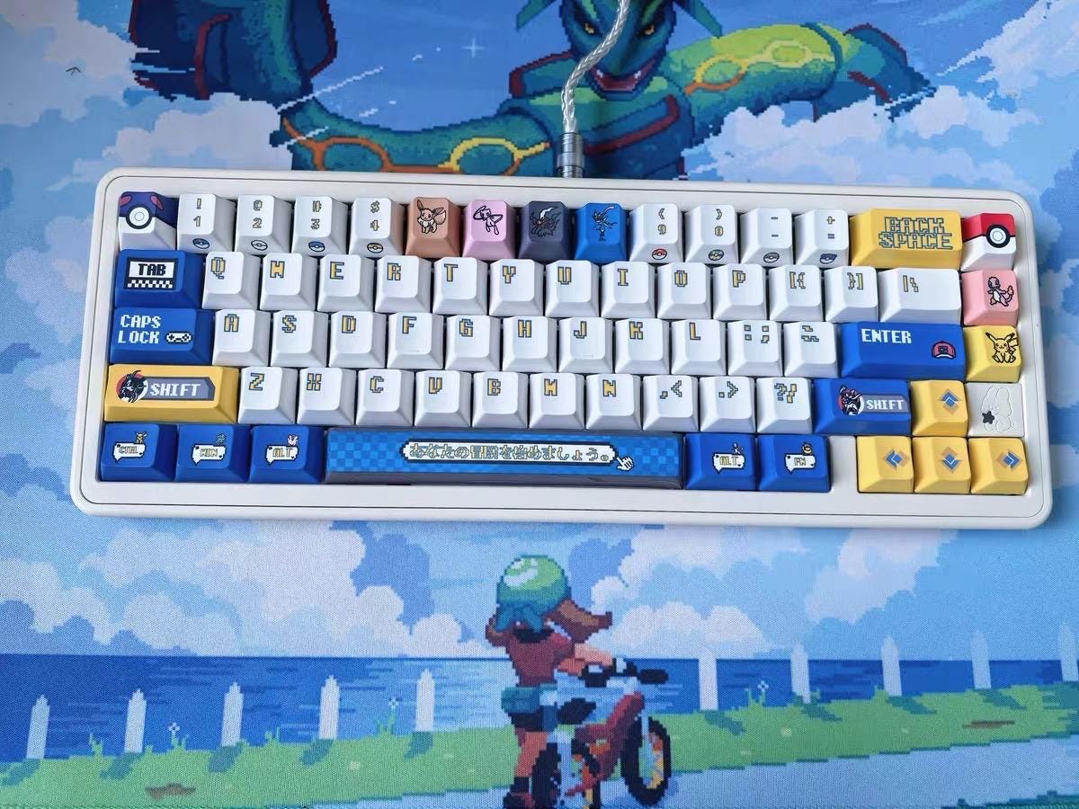 Pokemonn PBT 146 keys Cherry Profile Keycaps Set With Mousepad, Cute Keycaps, Custom Keycaps