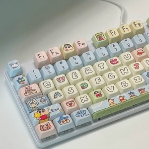 しんちゃん英語 PBT 142 キー MDA プロファイル キーキャップ セット、かわいいキーキャップ、カスタム キーキャップ