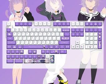 Hololive Nekomata Okayu Keycaps: PBT Cherry Profile, 132 Keys