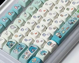Hatsune Miku English PBT 131 keys MOA Profile Keycaps Set, Cute Keycaps, Custom Keycaps