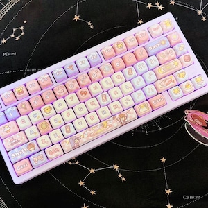 Conjunto de Keycaps de perfil MOA Cadcaptor Sakura PBT 142, Keycaps fofos, Keycaps personalizados