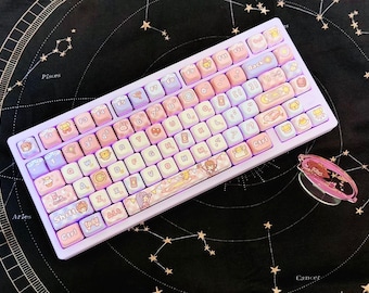 Cadcaptor Sakura PBT 142 keys MOA Profile Keycaps Set, Cute Keycaps, Custom Keycaps