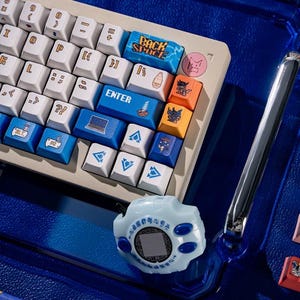 Digimoon Agumoon Tailmoon PBT 146 keys Cherry Profile Keycaps Set, Cute Keycaps, Custom Keycaps With Mousepad