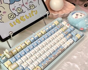 Working Kitten Cat Keycaps: PBT Dye Sublimation, 142 Keys, MAO Profile