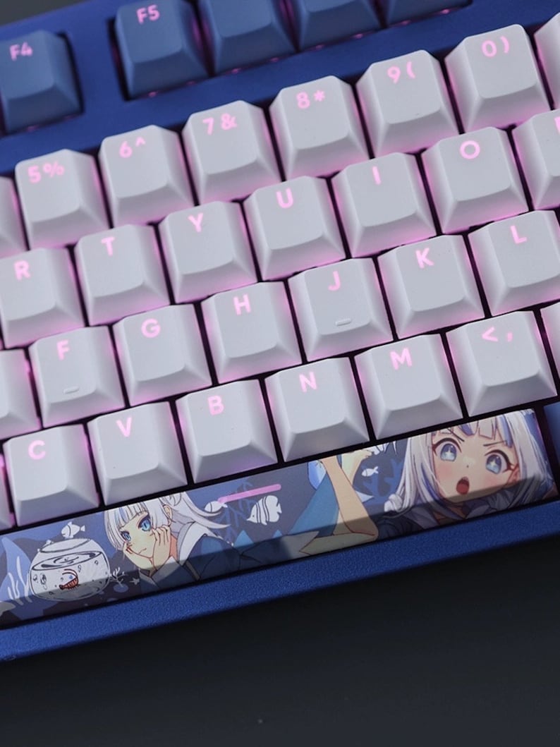 Tastiera Meccanica VTuber Gawr Gura – Solo Keycaps PBT – Asse Incrociato CHRRY