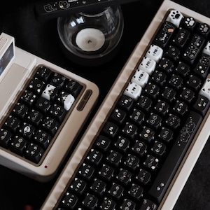 Black Cat New Version PBT 140 keys MAO Profile Keycaps Set, Cute Keycaps, Custom Keycaps