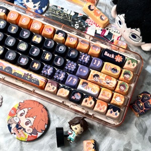 Haikyuu PBT 142 keys SOA/MOA Profile Keycaps Set, Cute Keycaps, Custom Keycaps
