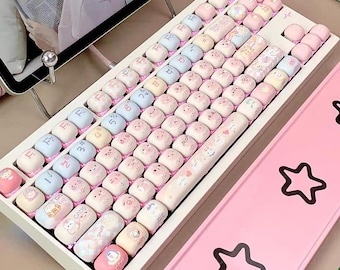 Mochi Cat Keycaps: English PBT Dye Sub MOG Profile Set