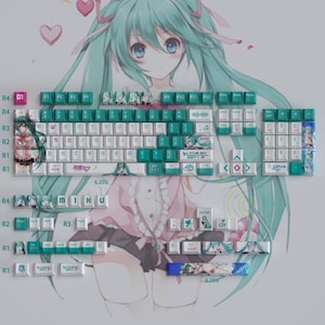 Hatsune Miku Keycaps: PBT Cherry Profile, 136 Keys