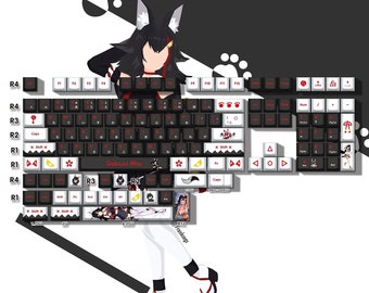 Hololive Ookami Mio Keycaps: PBT Dye Sub Cherry Profile, 132 Keys