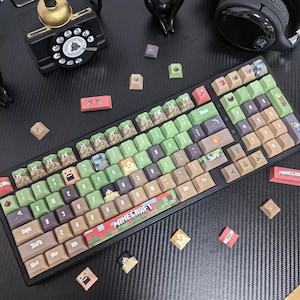 Minecraftt Gaming PBT 135 keys Cherry Profile Keycaps Set, Cute Keycaps, Custom Keycaps