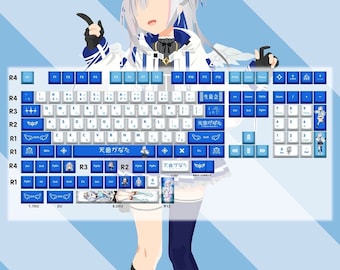 Teclas Hololive Amane Kanata: Perfil PBT Cherry, 132 teclas