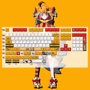 Hololive Gigi Murin PBT 132 klawisze Cherry Profile Keycaps Set, śliczne nasadki klawiszy, niestandardowe nasadki klawiszy