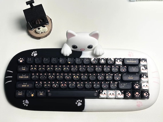 ECHOME Black Cat Keycap Set 145 PBT Dye Sub Mechanical