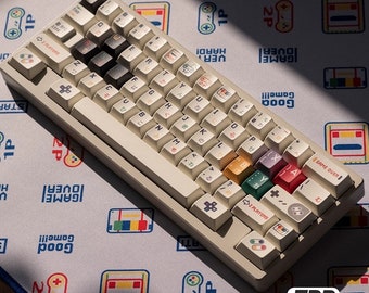 SFC 1990 Retro Game Theme English PBT Cherry Profile Keycaps Set, Mousepad , Custom Keycaps