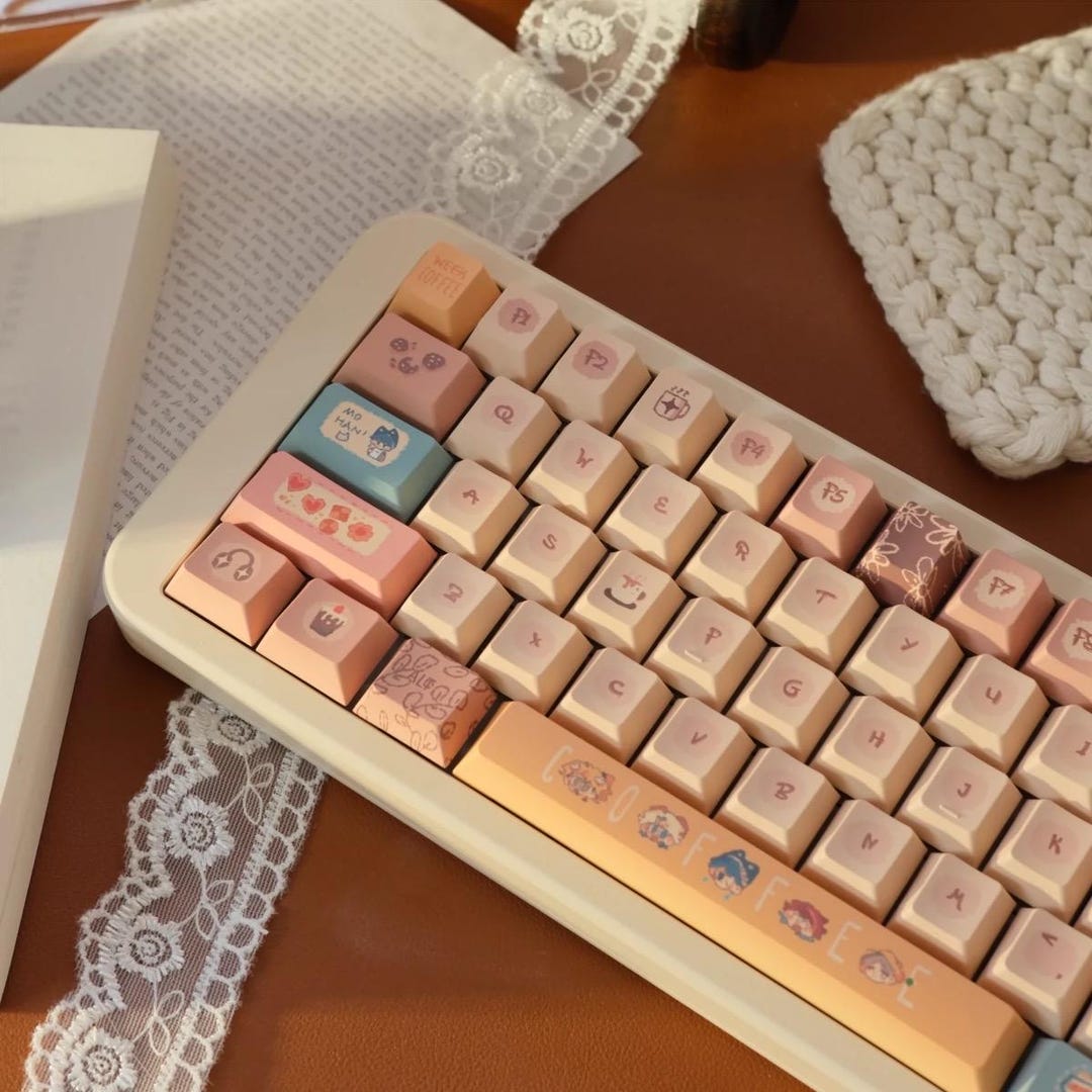 Week Coffee PBT 142 Keys Cherry Profile Keycaps Set, Cute Keycaps ...