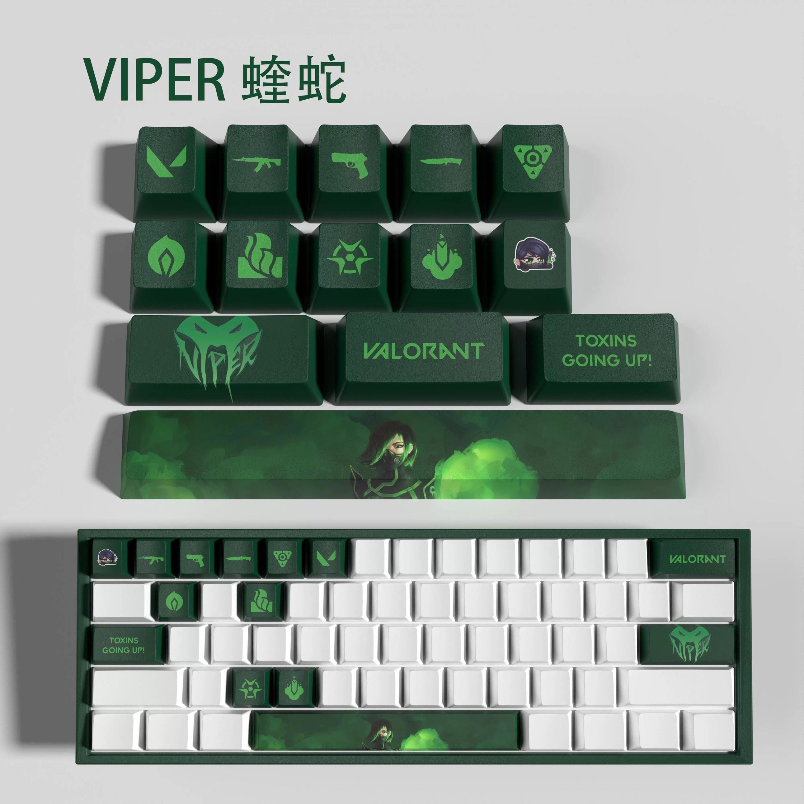 Reyna Raze Neon Valorant Characters Neon Reyna Raze English PBT 14 Keys/set Cherry ...