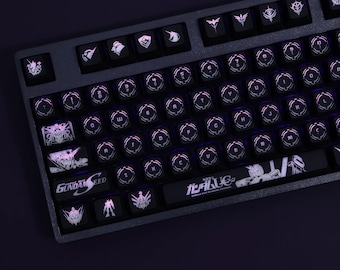 Gundamm Black Theme Keycaps: Backlit PBT, Cherry Profile, 104 Keys