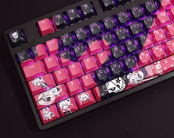 Hatsune Miku Rabbit Hole Keycaps: PBT Dye Sublimation, Cherry Profile