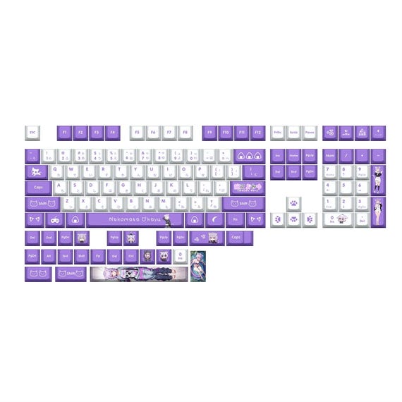 Hololive Nekomata Okayu Keycaps: PBT Cherry Profile, 132 Keys - Etsy