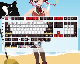 Teclas Houshou Marine: Juego de 132 teclas PBT con sublimación de tinta y perfil Cherry.