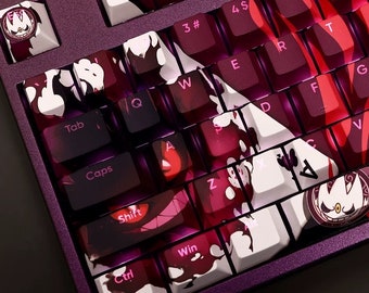 Gengar Ghost PBT 108 keys Cherry Profile Keycaps Set, Cute Keycaps, Custom Keycaps