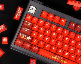 Teclas PBT Crimson Typhoon en inglés: perfil Cherry, juego personalizado.