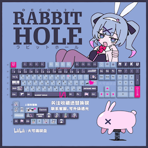 Hatsune Miku PBT 128 keys Cherry Profile Keycaps Set, Cute Keycaps, Custom Keycaps