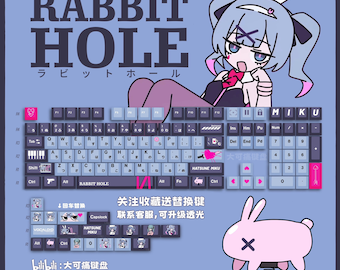 Hatsune Miku PBT 128 keys Cherry Profile Keycaps Set, Cute Keycaps, Custom Keycaps