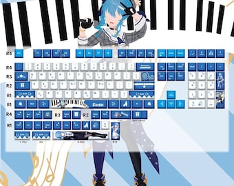 Hololive Hoshimachi Suisei Keycaps: PBT Cherry Profile, 132 Keys
