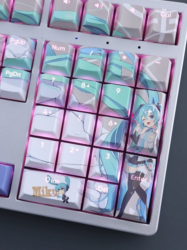 Miku Keys Hatsune Miku Backlit PBT Keycaps: 108-key Cherry Profile Set - Etsy