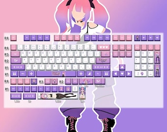 Teclas Kikirara Vivi: Hololive PBT Perfil Cherry - 132 teclas